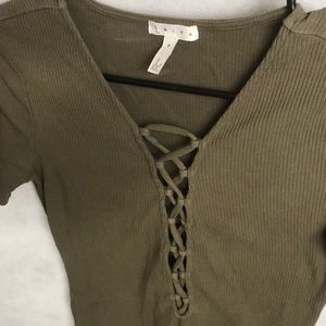 Olive green Leith leotard shirt